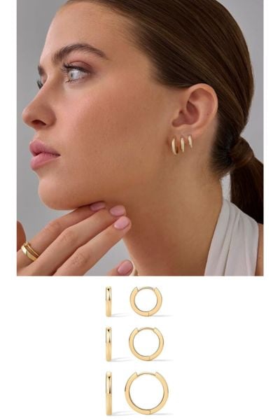 Image for Pavoi Huggie 14kt Gold Plated Earring Set