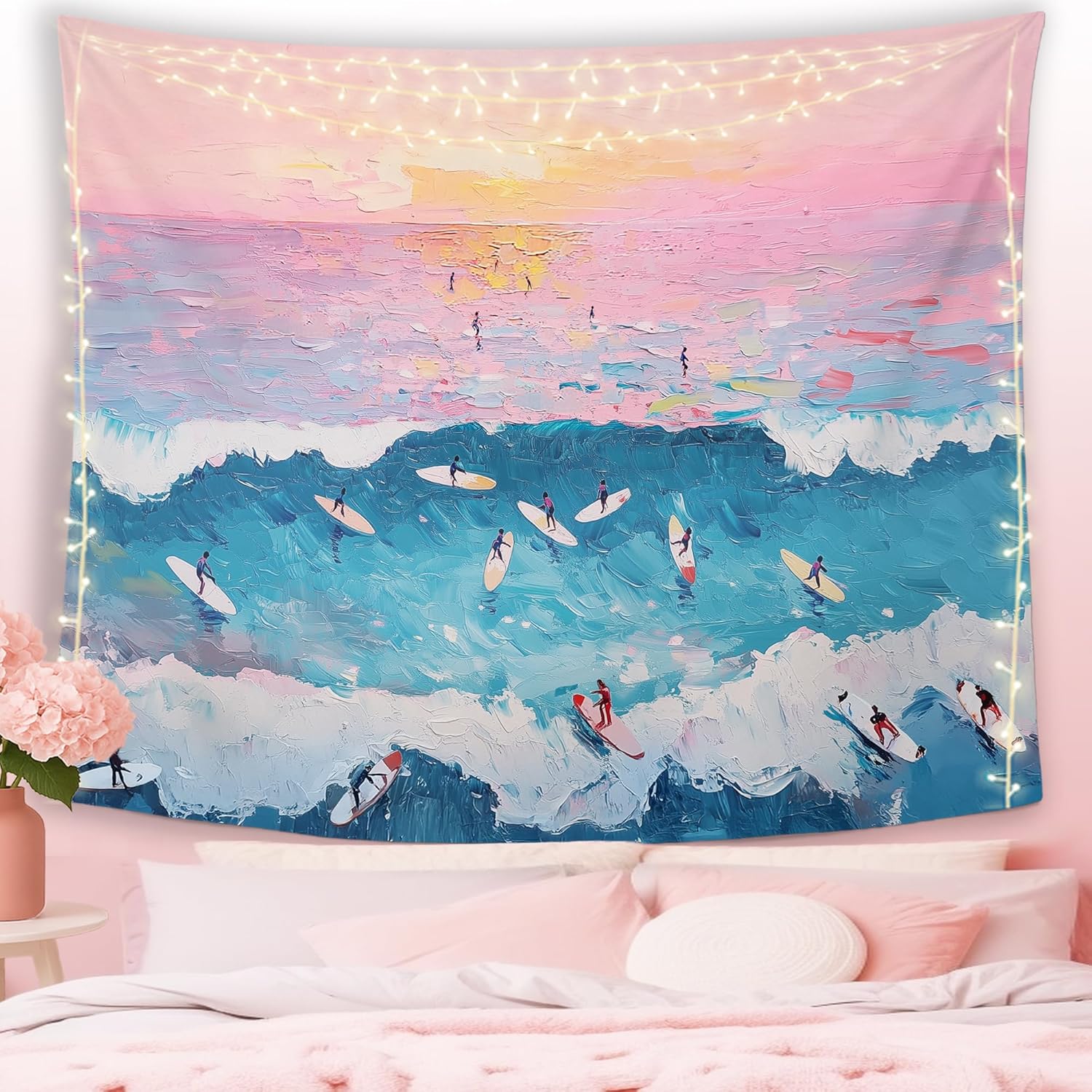 Image for Pink Beach Coastal Wall Tapestry