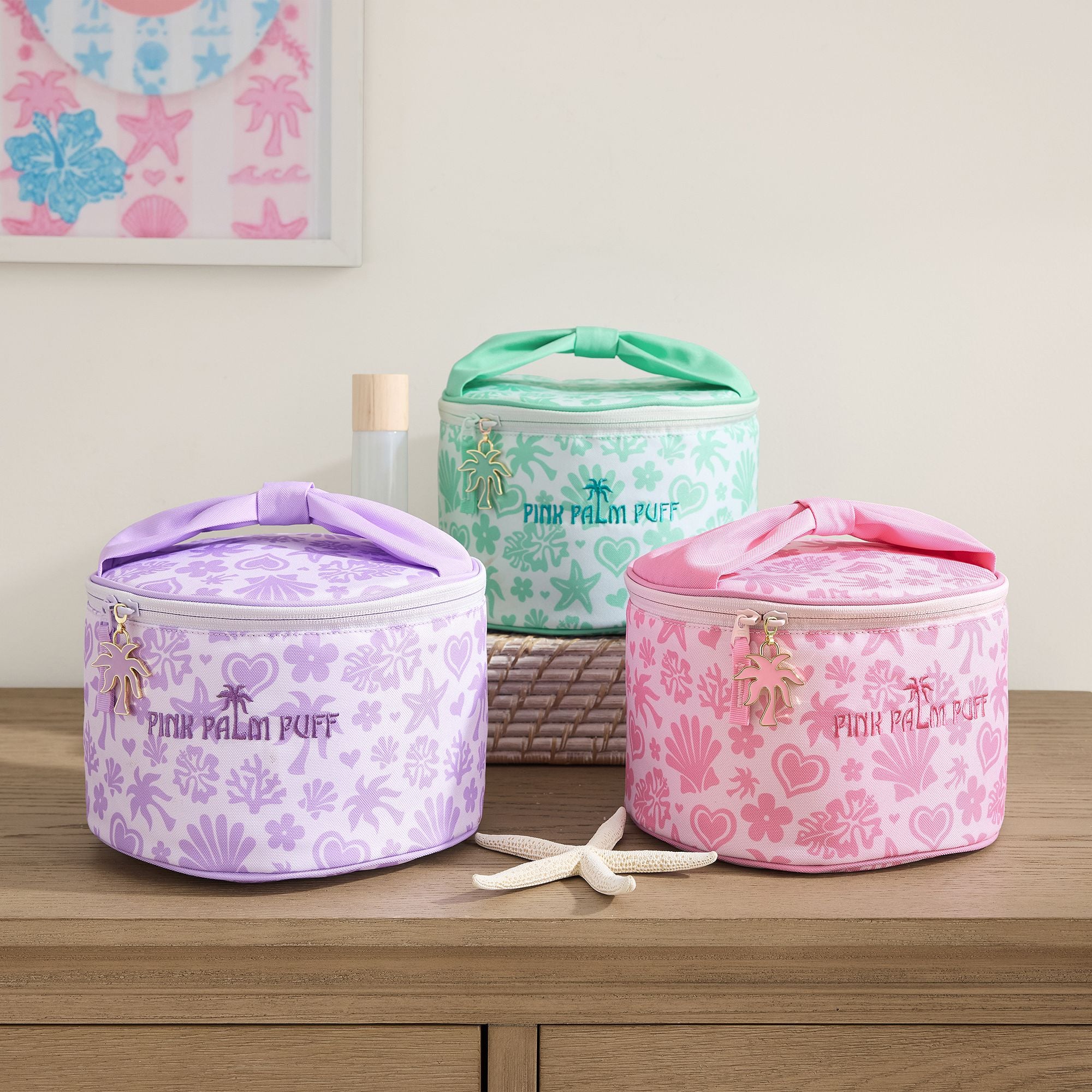 Image for Pink Palm Puff Train Case