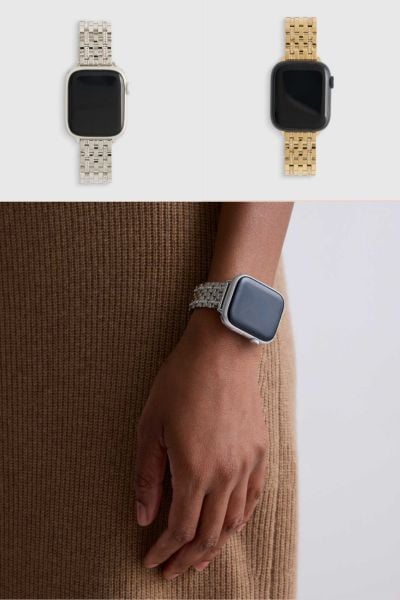 Image for Stainless Steel & Pave Bracelet Smartwatch Band